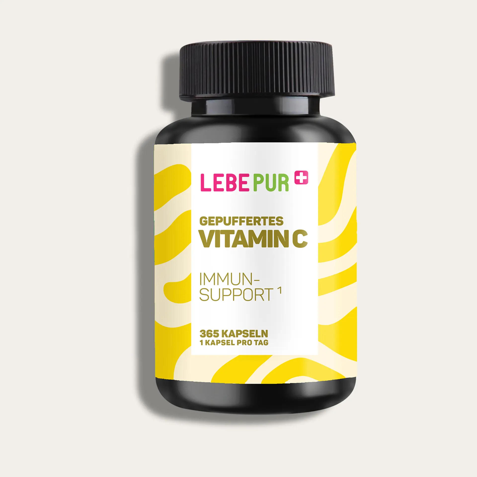 Packshot Lebepur Vitamin C Kapseln (365 Stück) – Dose Vorderansicht