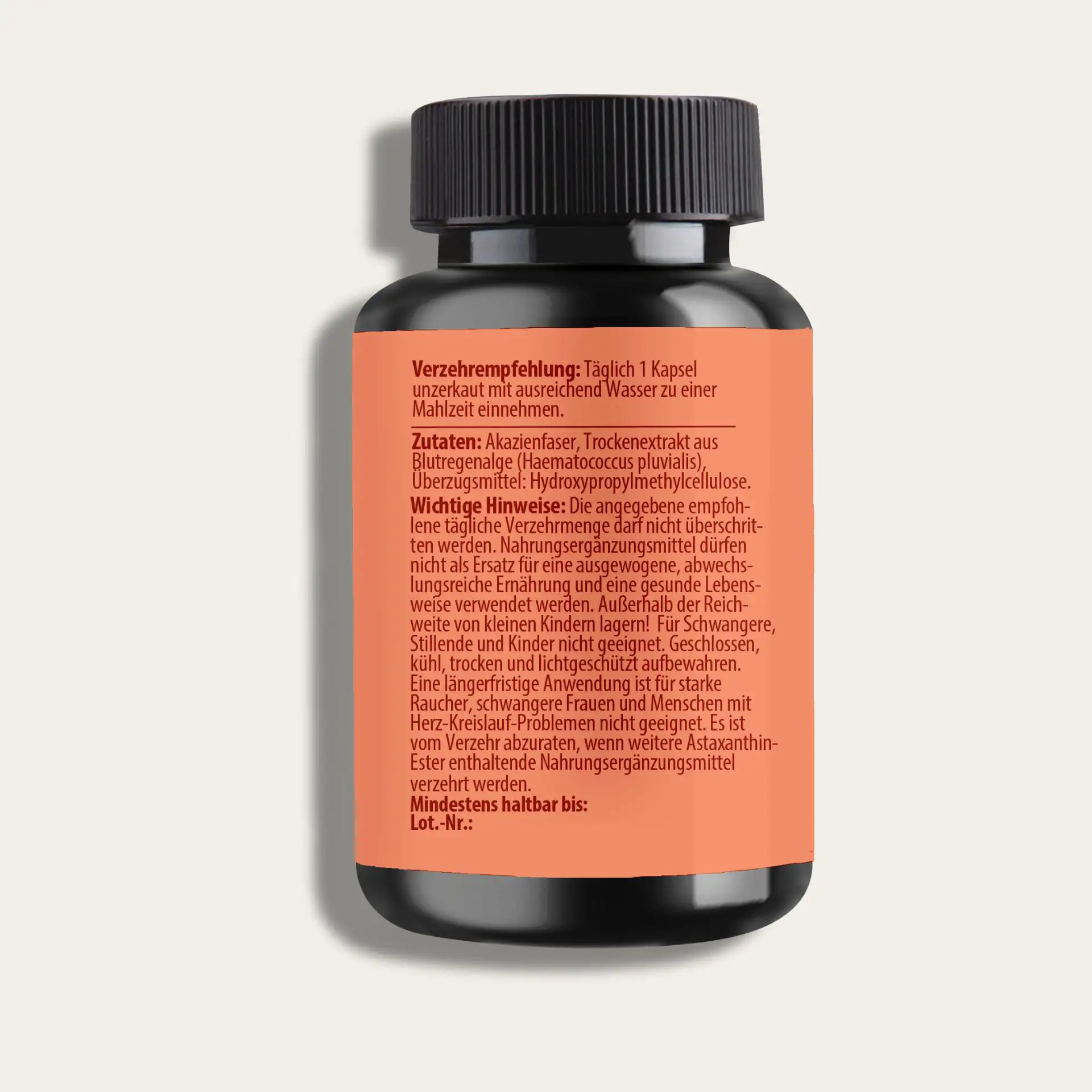 Astaxanthin Kapseln Dose Zutaten und Hinweise