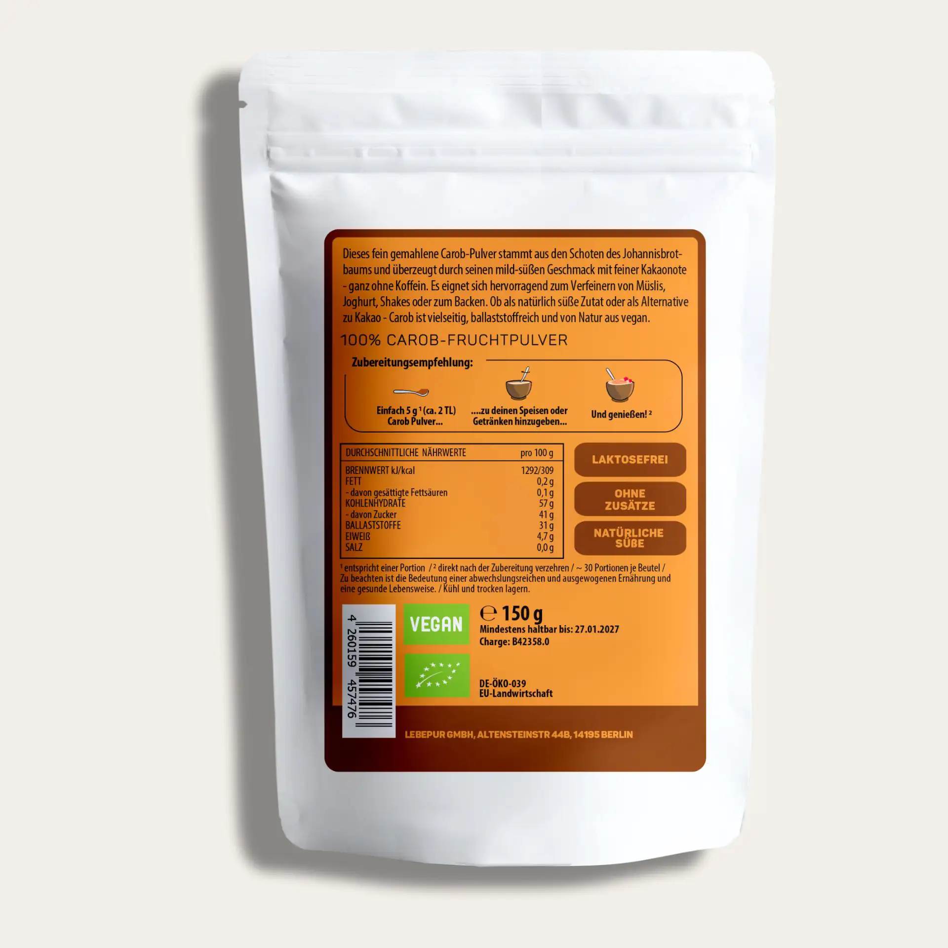 Lebepur Carob Pulver Zutaten