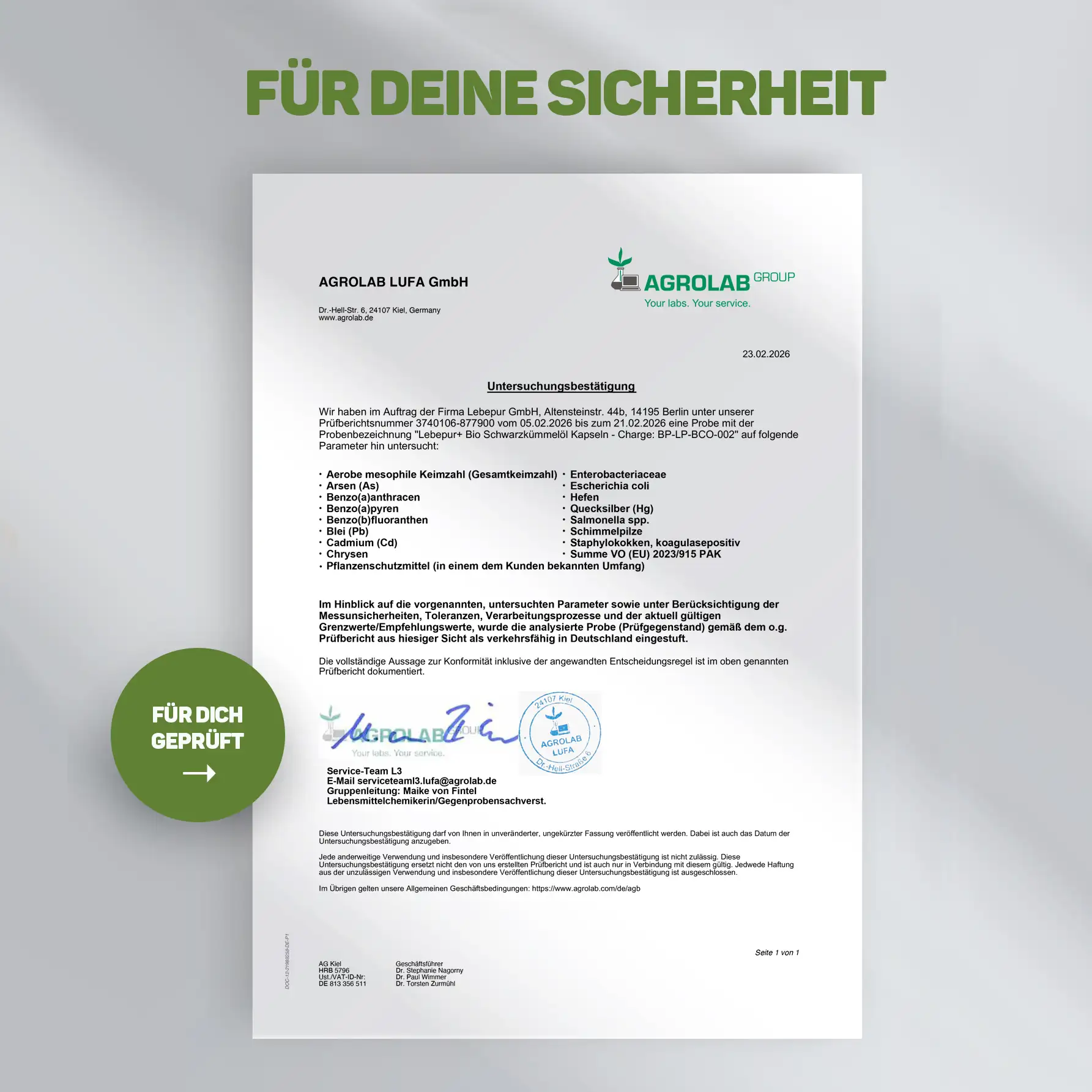Laboranalyse Schwarzkümmelöl