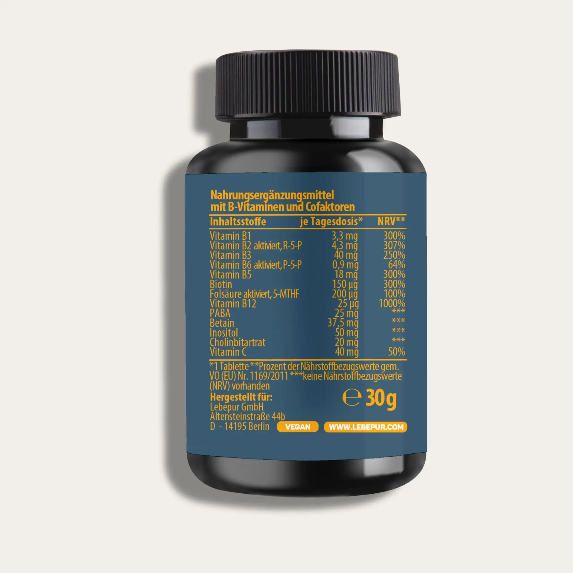 Lebepur Vitamin B Komplex Kapseln  Rückseite