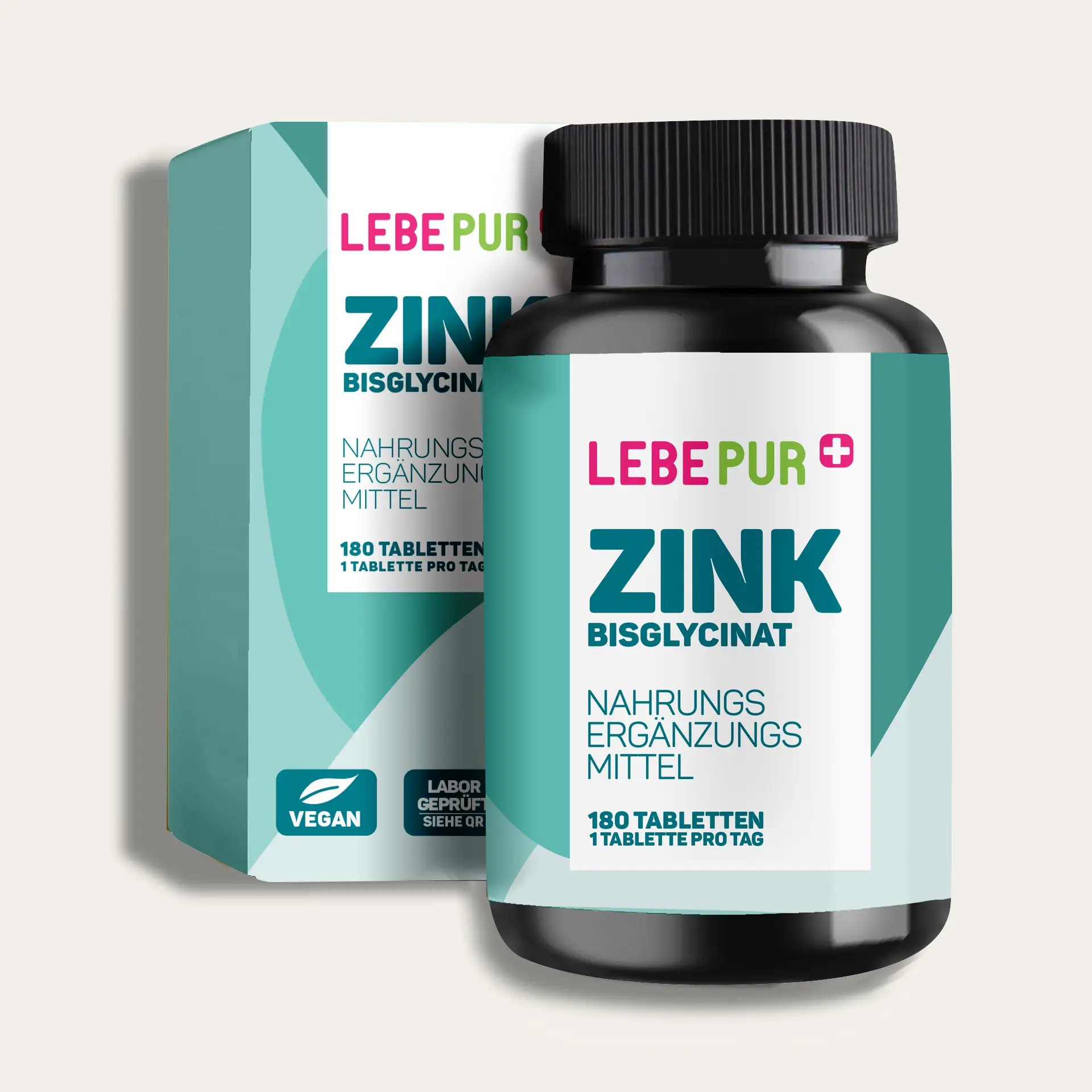 Lebepur Zink Tabletten – Dose und Faltschachtel, Vorderansicht