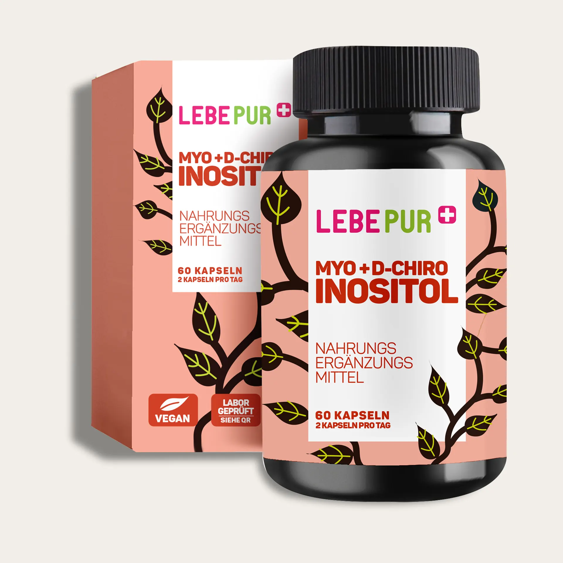 Lebepur Inositol Kapseln – Dose und Faltschachtel, Vorderansicht